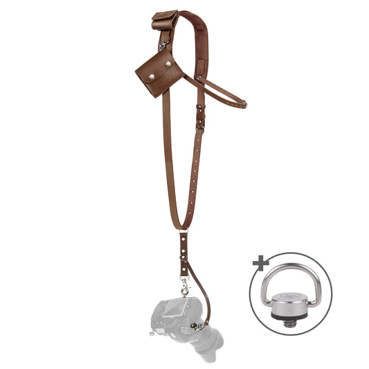 Einzelner Kameragurt mit Taschen, braun