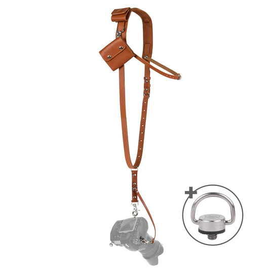 Einzelner Kamera-Tragegurt mit Taschen, hellbraun