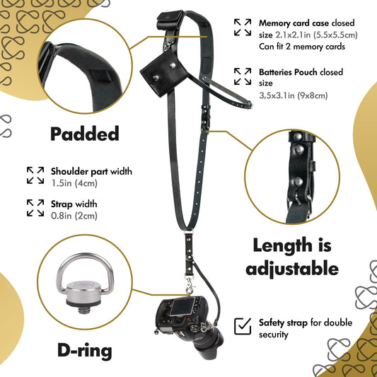 Einzel-Kameratasche mit Taschen, Schwarz