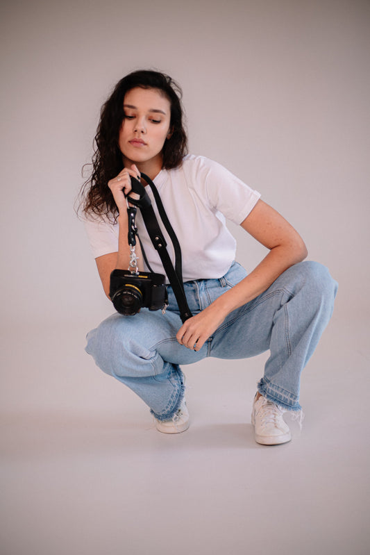 Schwarzer Kameragurt